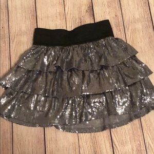 Silver sequined skirt